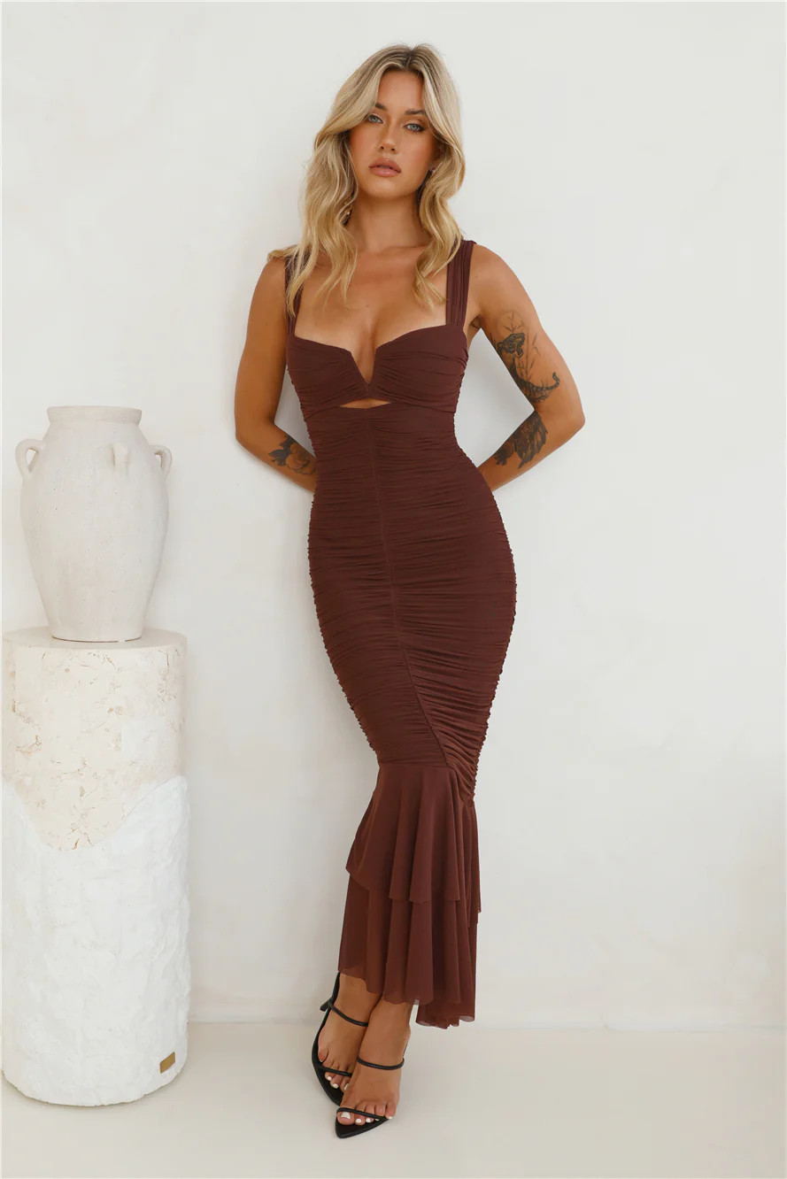Party Pal Maxi Dress Chocolate | Hello Molly (AU)