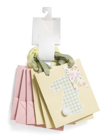 Set Of 6 Floral Pattern Bunny Gift Bags | TJ Maxx