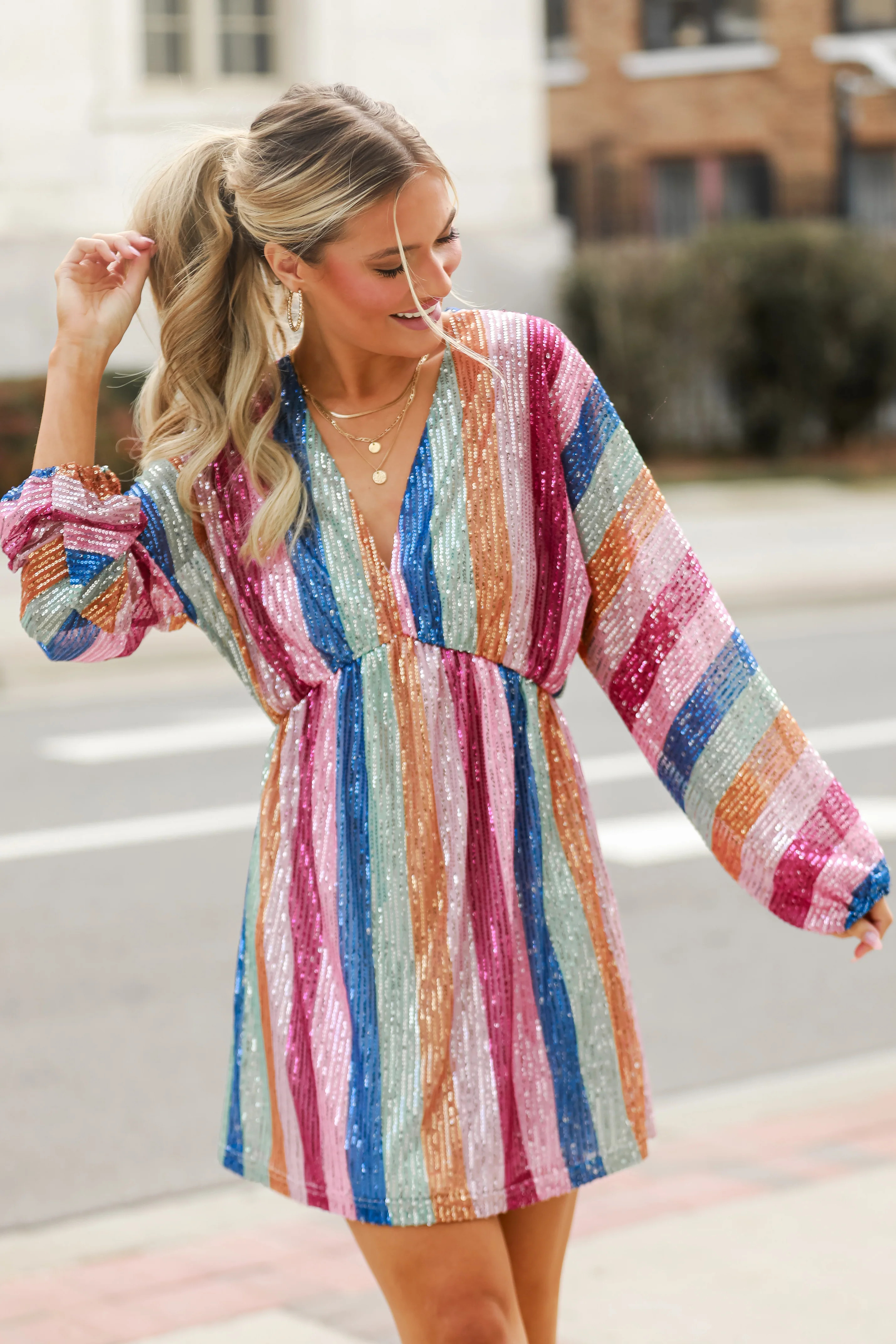 Greatest Sparkle Striped Sequin Mini Dress | Dress Up