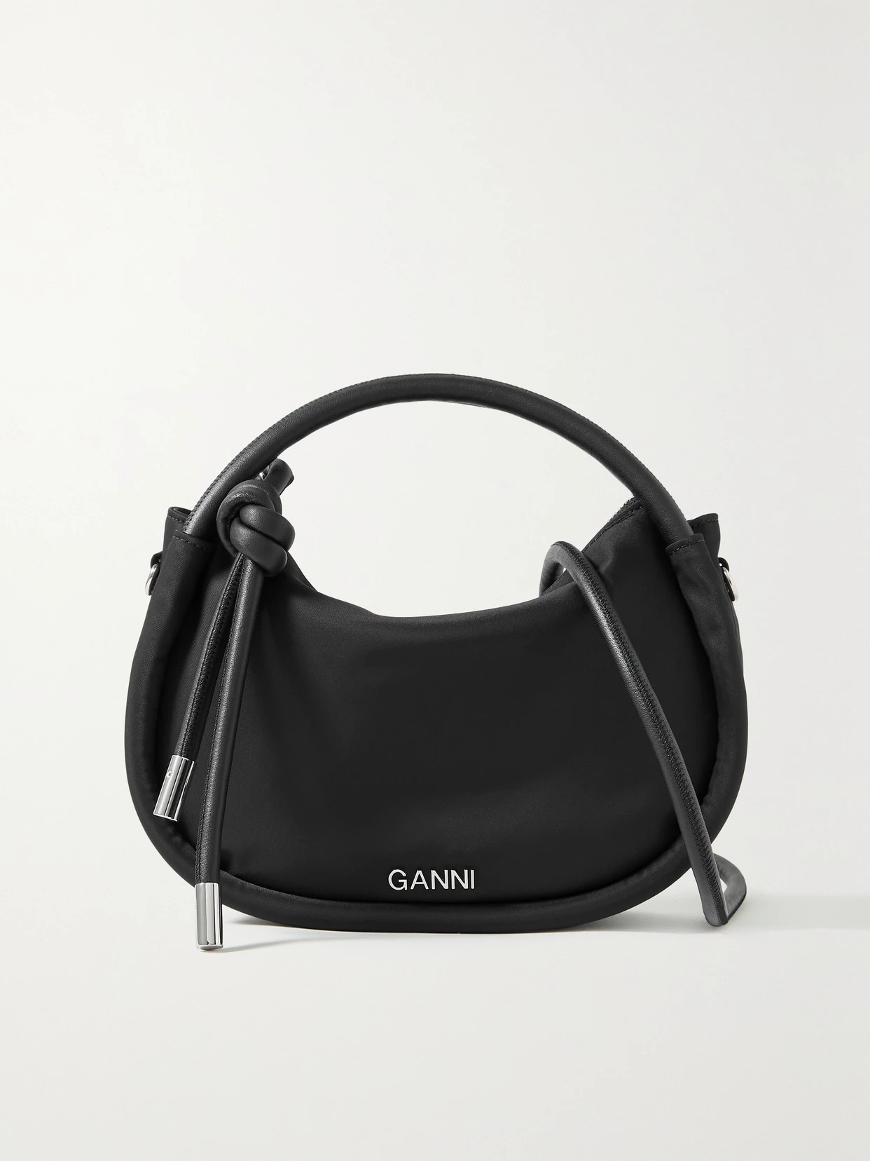 GANNI - Mini Leather-trimmed Recycled Shell Shoulder Bag - Black | NET-A-PORTER (US)