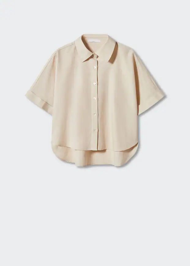 Linen-blend short-sleeve shirt -  Women | Mango United Kingdom | MANGO (UK)