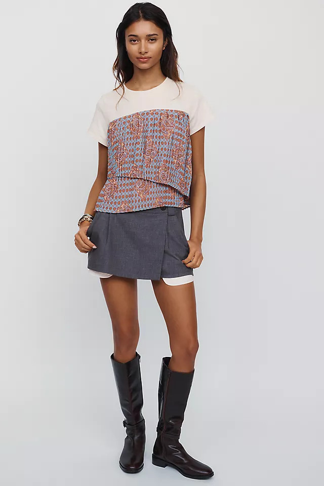 Maeve Pleated Twofer Tee | Anthropologie (US)