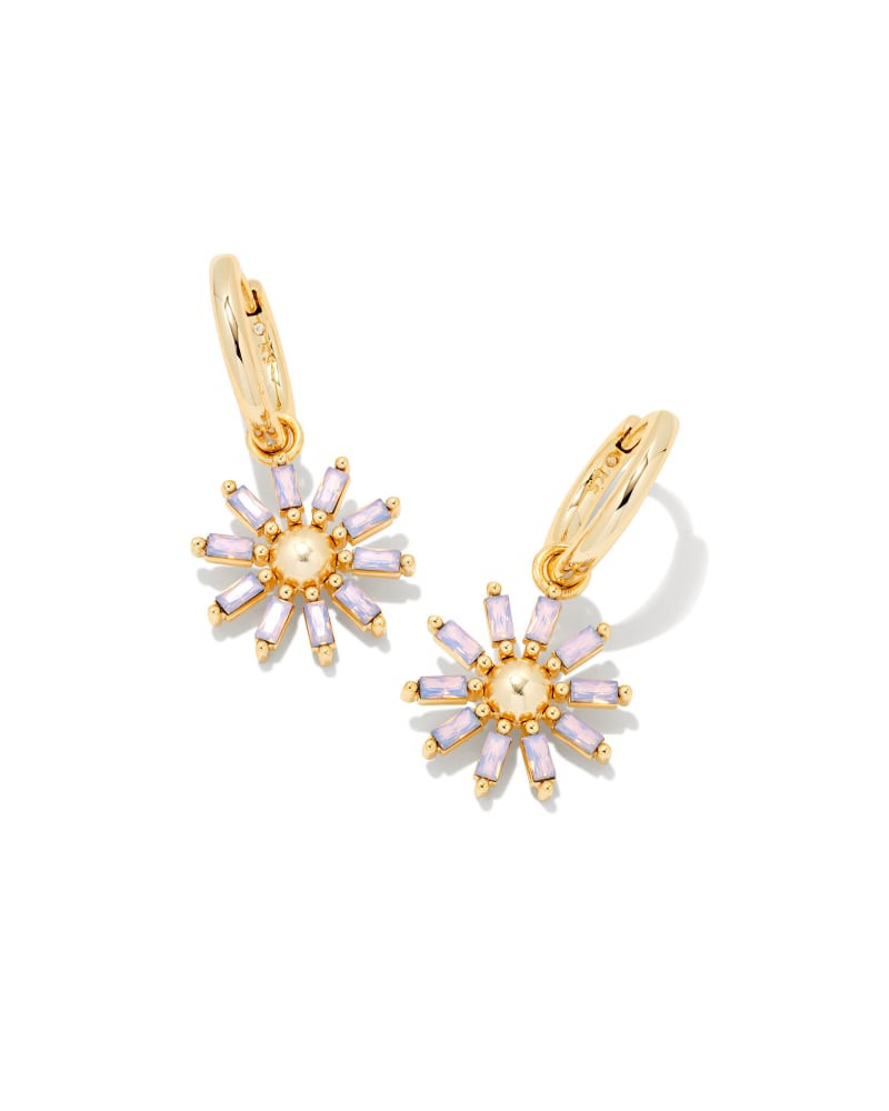 Madison Daisy Convertible Gold Huggie Earrings in Pink Opal Crystal | Kendra Scott