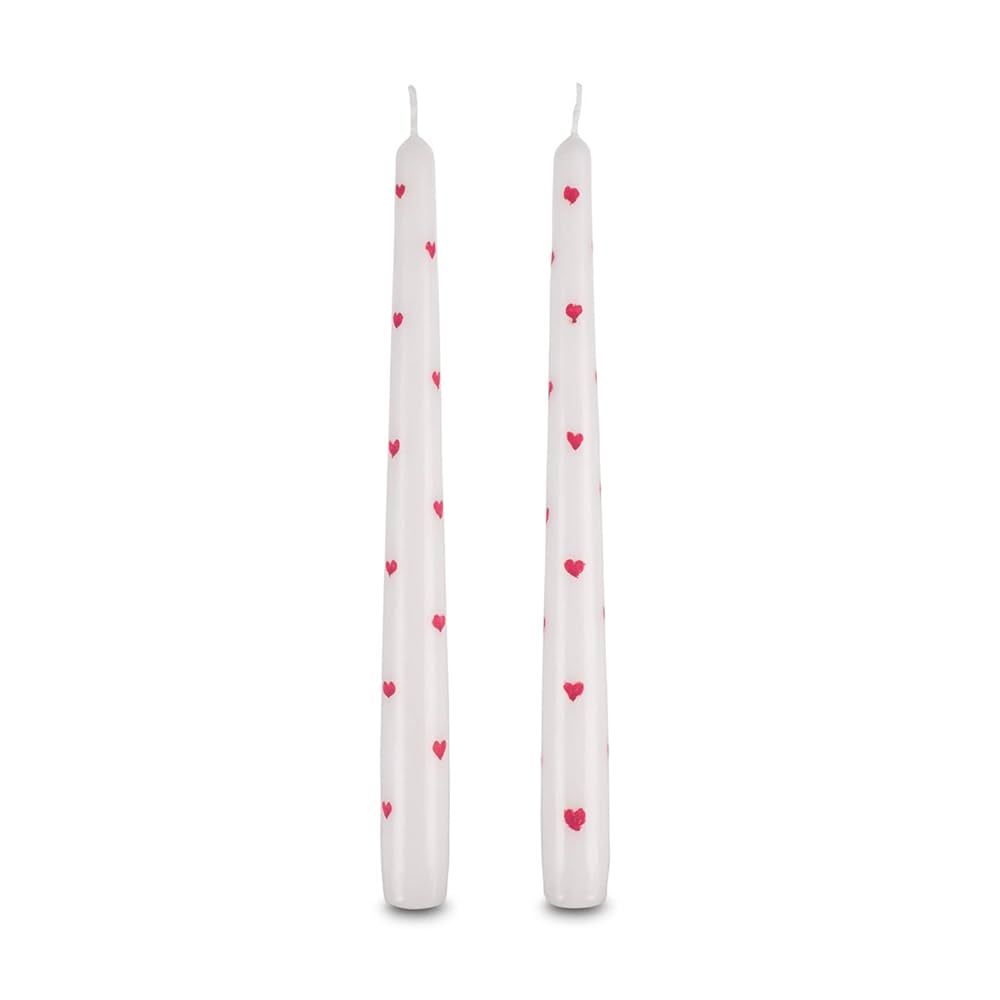 Hand Painted Red Heart Taper Candles - Set of 2-10" tall - 8 hours burning time Mothers Day Gift ... | Amazon (US)
