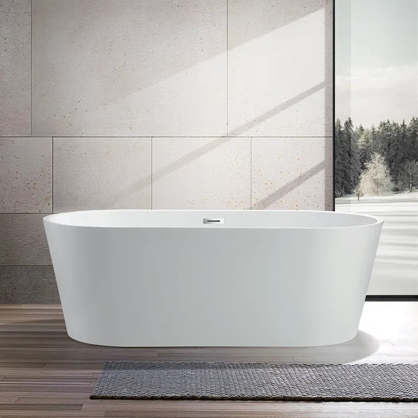 59" x 30" Freestanding Soaking Acrylic Bathtub | Wayfair North America