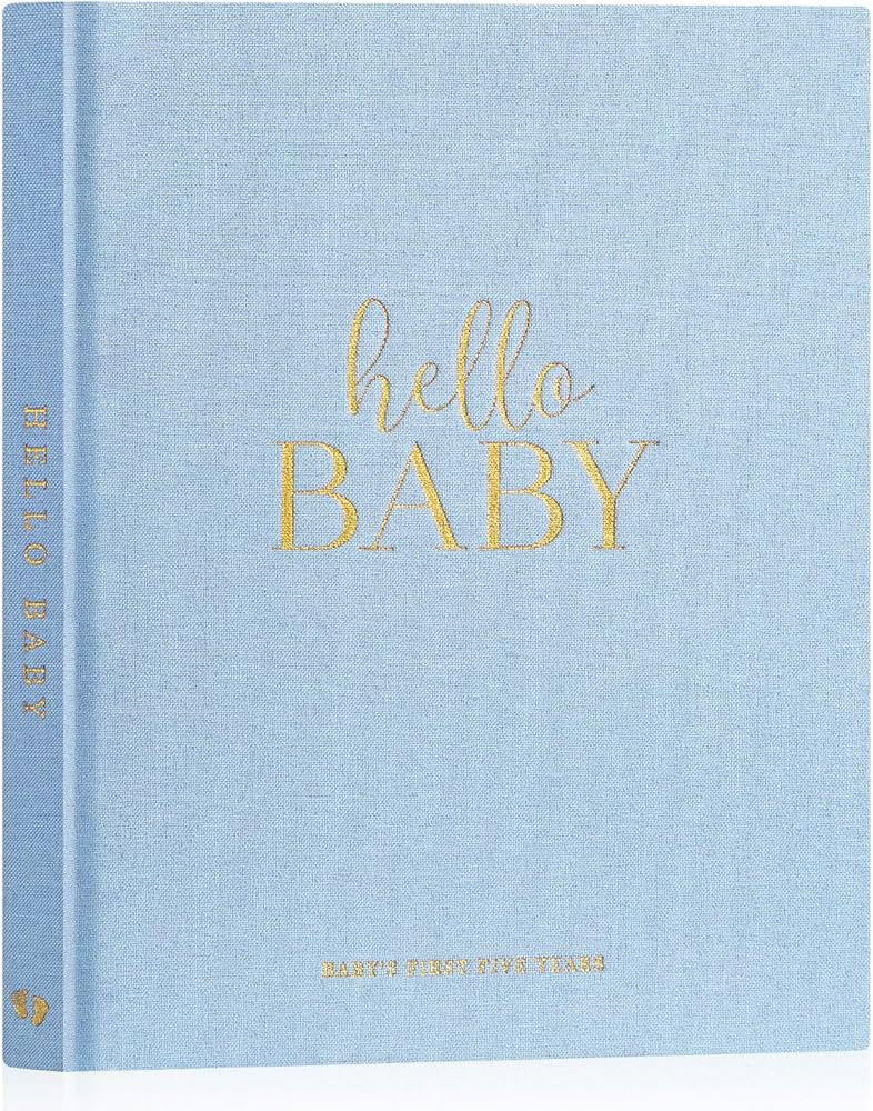 Lanpn Hello Baby First 5 Year Memory Book for Boy Girl - Linen Hardcover Baby Book Keepsake for N... | Amazon (US)
