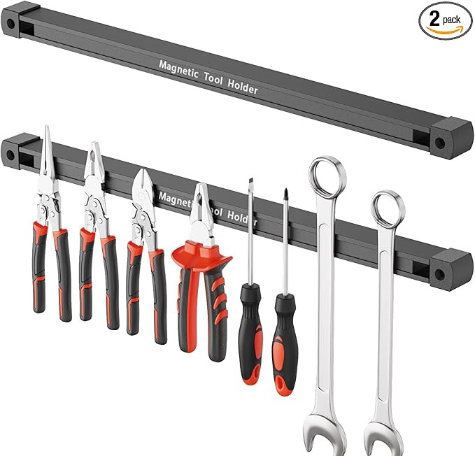 17 Inch Double Sided Magnetic Tool Holder, Heavy Duty Wall Mount Bar with Extra Strong Magnets fo... | Amazon (US)