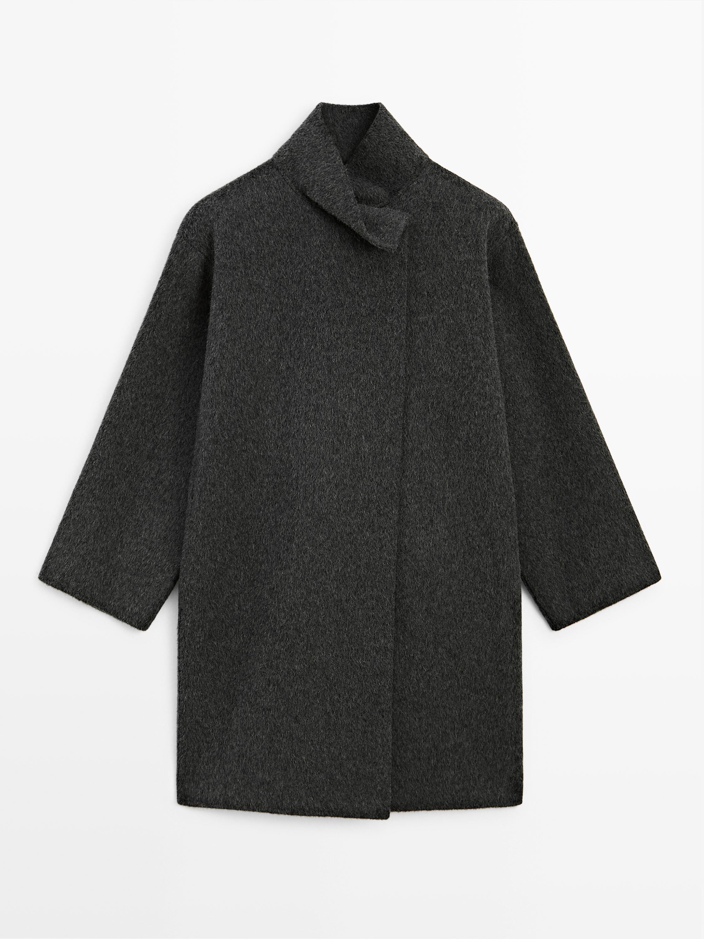 Manteau cape à col montant en laine mélangée | Massimo Dutti FR