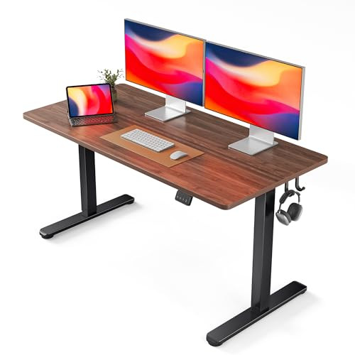 FEZIBO Electric Standing Desk, 55 x 24 Inches Height Adjustable Stand up Desk, Sit Stand Home Office Desk, Computer Desk, Black Walnut | Amazon (US)