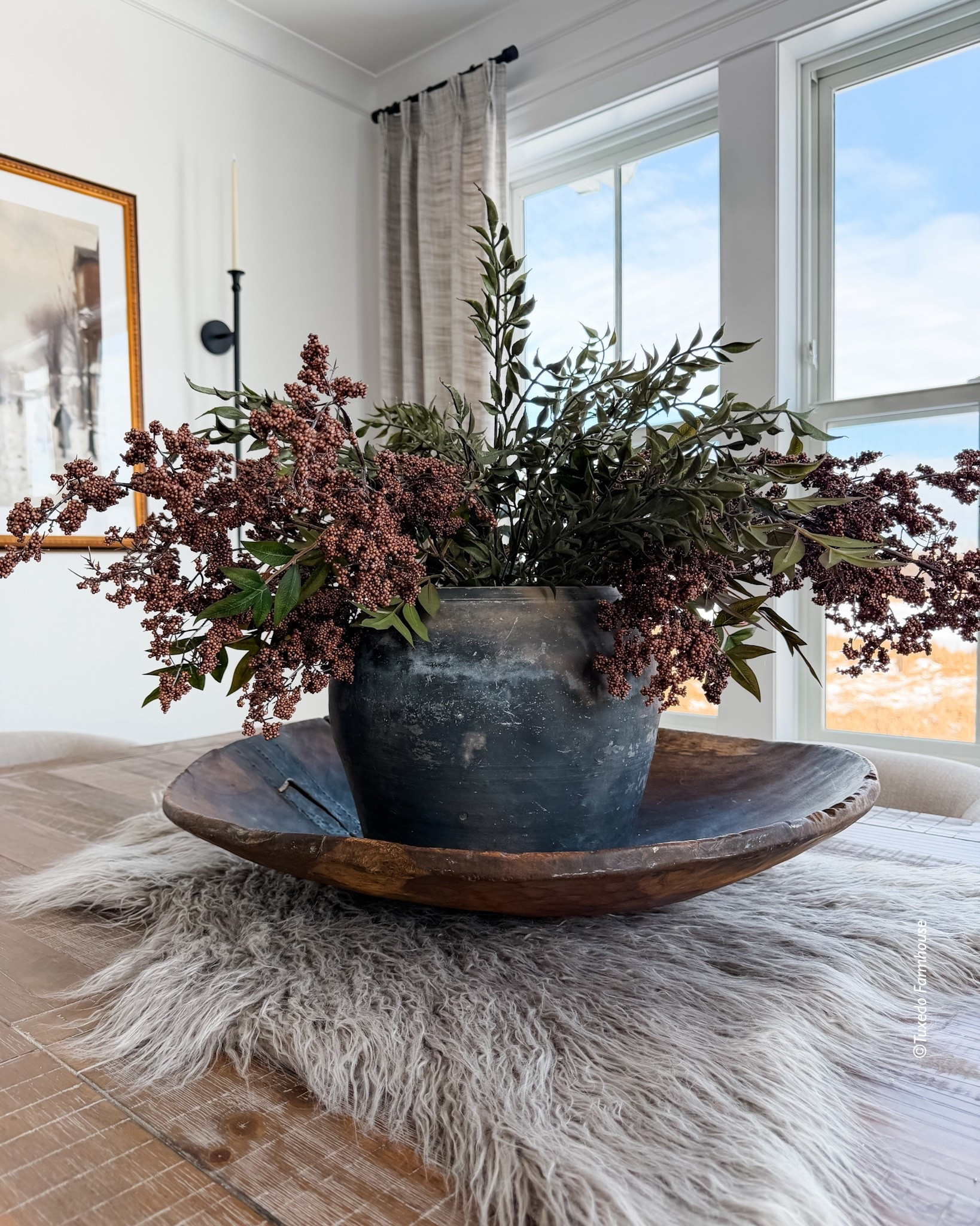 These gorgeous brown berry stems are back in stock! The stems are large and full. I have 3 in this large pot. I added a few green fern stems, because my pot opening is large. 

TIP: In a vase or pot with a large opening, place a smaller vessel inside to keep your stems from flopping around. 

#LTKSeasonal #LTKHome #LTKFindsUnder100