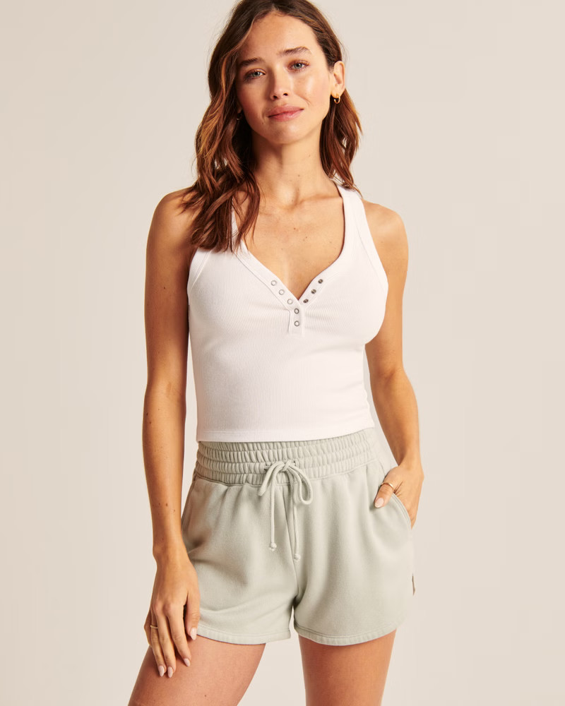 Women's Dolphin-Hem Fleece Shorts | Women's Bottoms | Abercrombie.com | Abercrombie & Fitch (US)