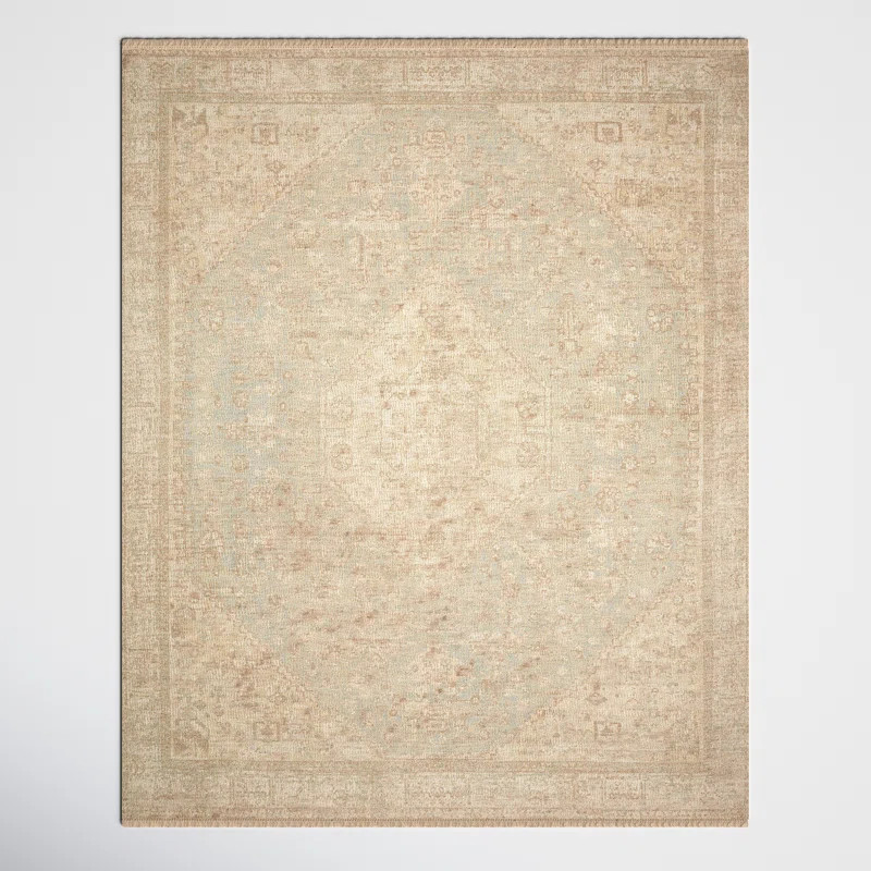 Amanda Oriental Handmade Handwoven Ocean/Ivory Area Rug | Wayfair North America