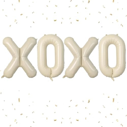 Cream XOXO Letter Balloons,40 Inch Letter XOXO Balloon Beige,XOXO Mylar Helium Big Nude Balloon for Anniversary Wedding Party Decorations | Amazon (US)