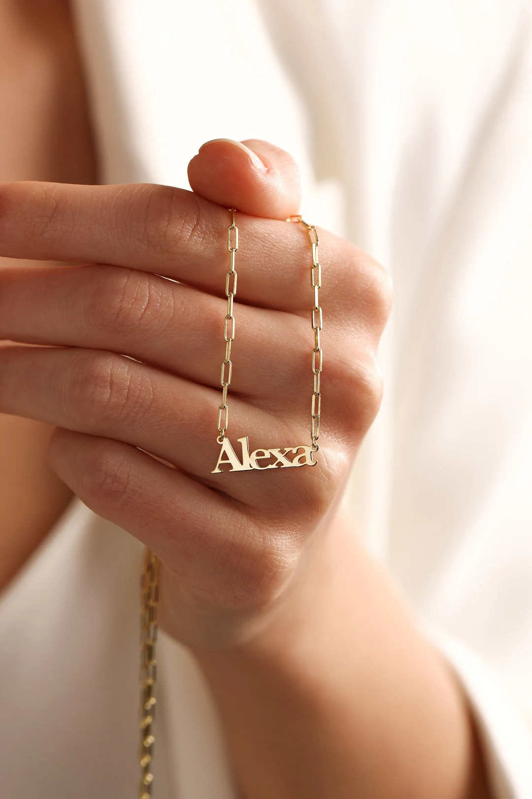 Gold Name Necklace With Paperclip Chain • Personalized Name Necklace Gold • Custom Dainty Nam... | Etsy (US)