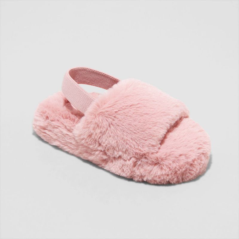 Toddler Girls' Avi Single Strap Fur Slippers - Cat & Jack™ | Target