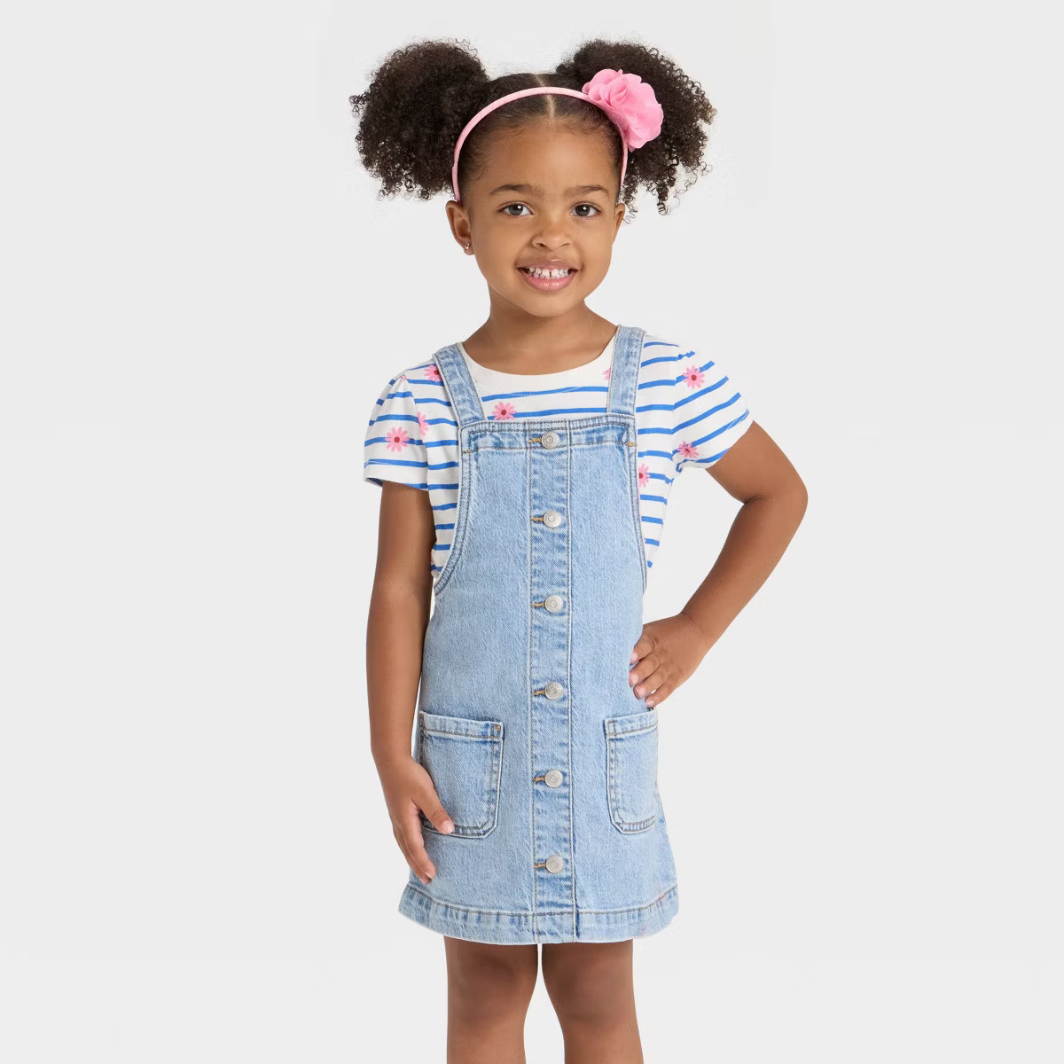 Toddler Girls' Denim Skirtalls - Cat & Jack™ Light Wash 3T | Target