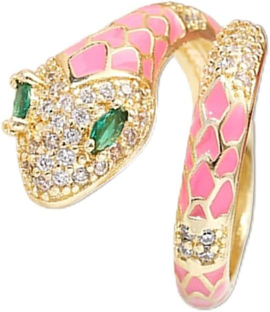 Jean Beau Cute Snake Adjustable Open Gold Ring for Women - Sparkly Vintage Wrap Stacking Animal G... | Amazon (US)