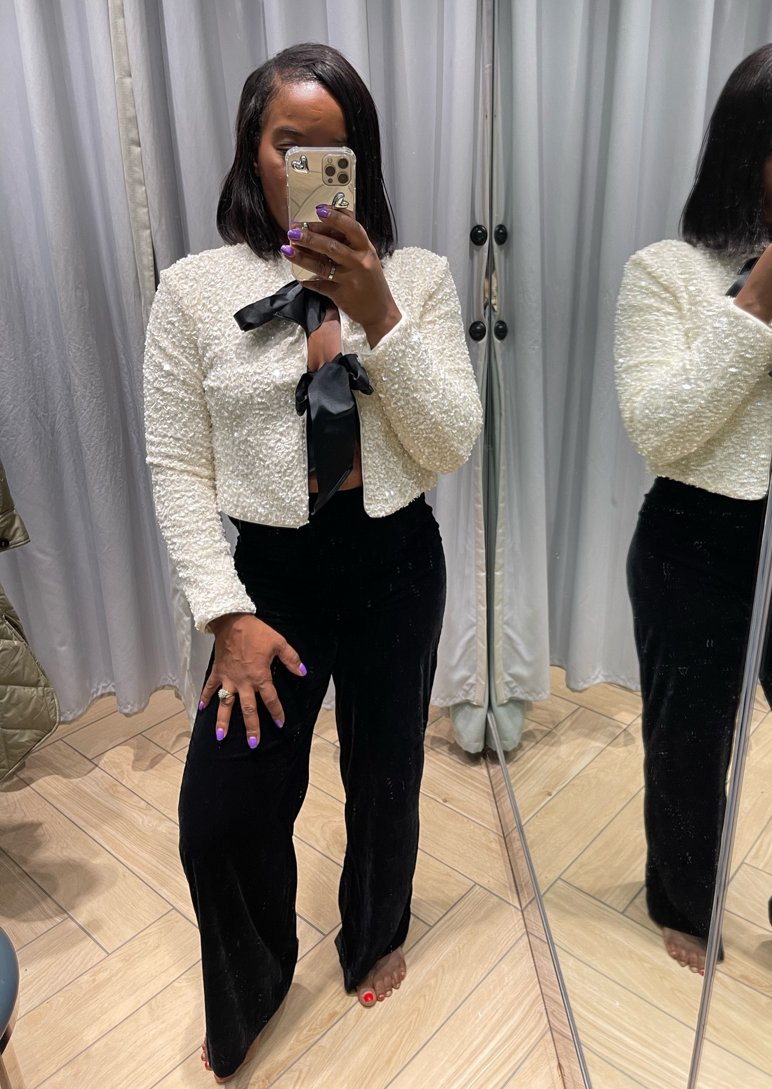 This top sold out super quick online, but you can be notified. The black is still available. The white is definitely giving Chanel vibes. I’m wearing a S. 

New arrivals, holiday outfit 

#LTKHoliday #LTKSeasonal #LTKover40