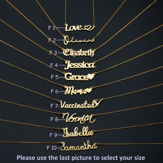 14K Solid Gold Name Necklace 18K Gold Rose 925K Sterling | Etsy | Etsy (US)