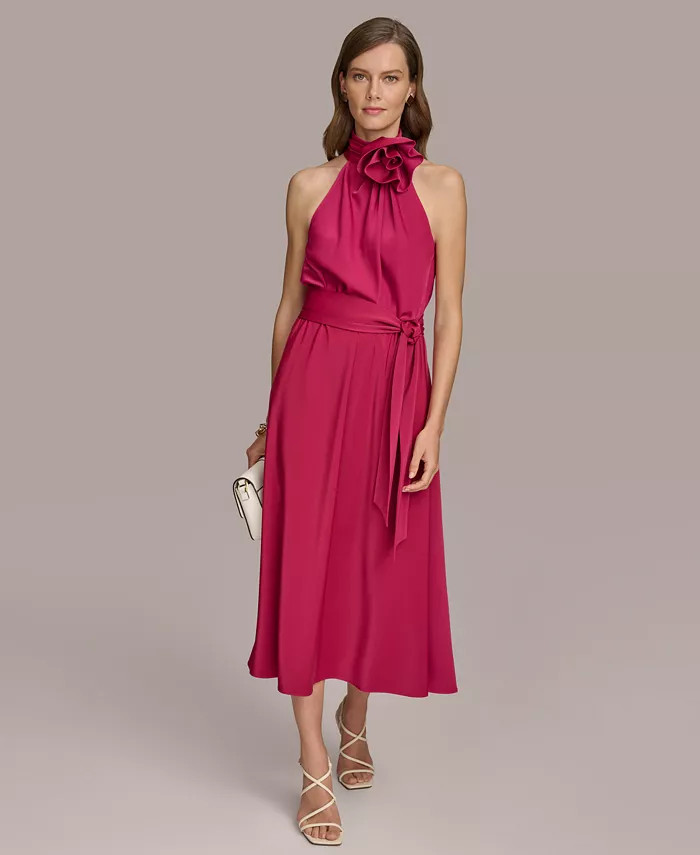 Donna Karan New York Donna Karan Women's Halter-Neck Sleeveless A-Line Midi Dress - Macy's | Macy's