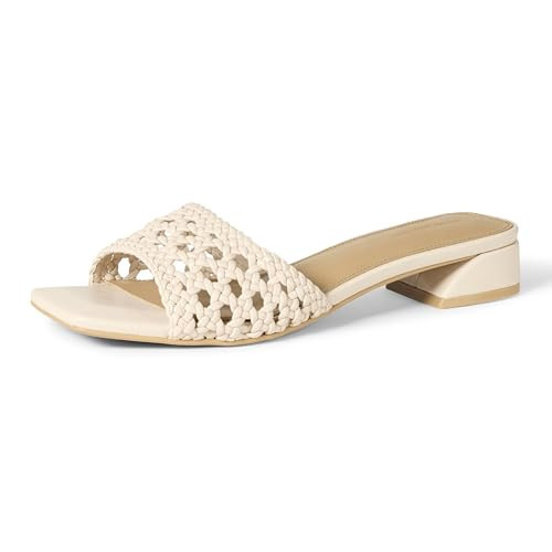 Amazon Essentials Women's Mini Heel Mule Sandals, Cream Cane Weave, 5 | Amazon (US)