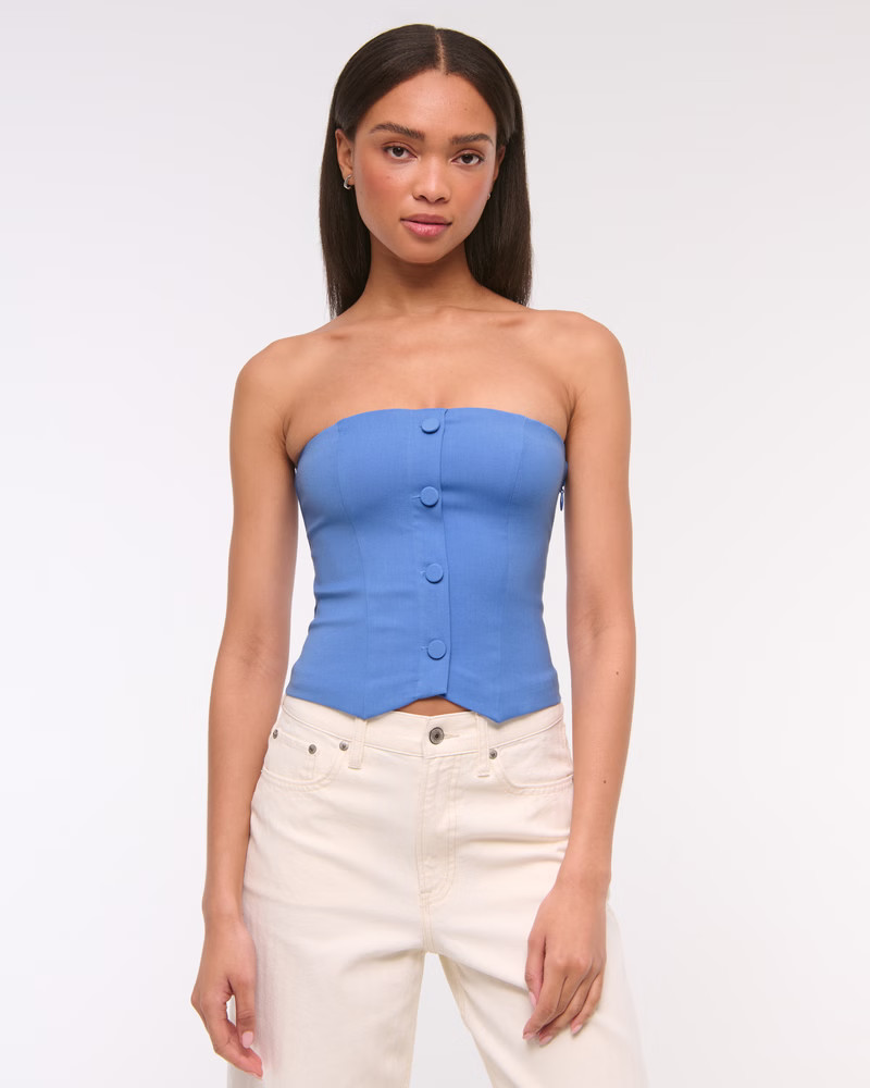 Strapless Cropped Tailored Vest | Abercrombie & Fitch (US)