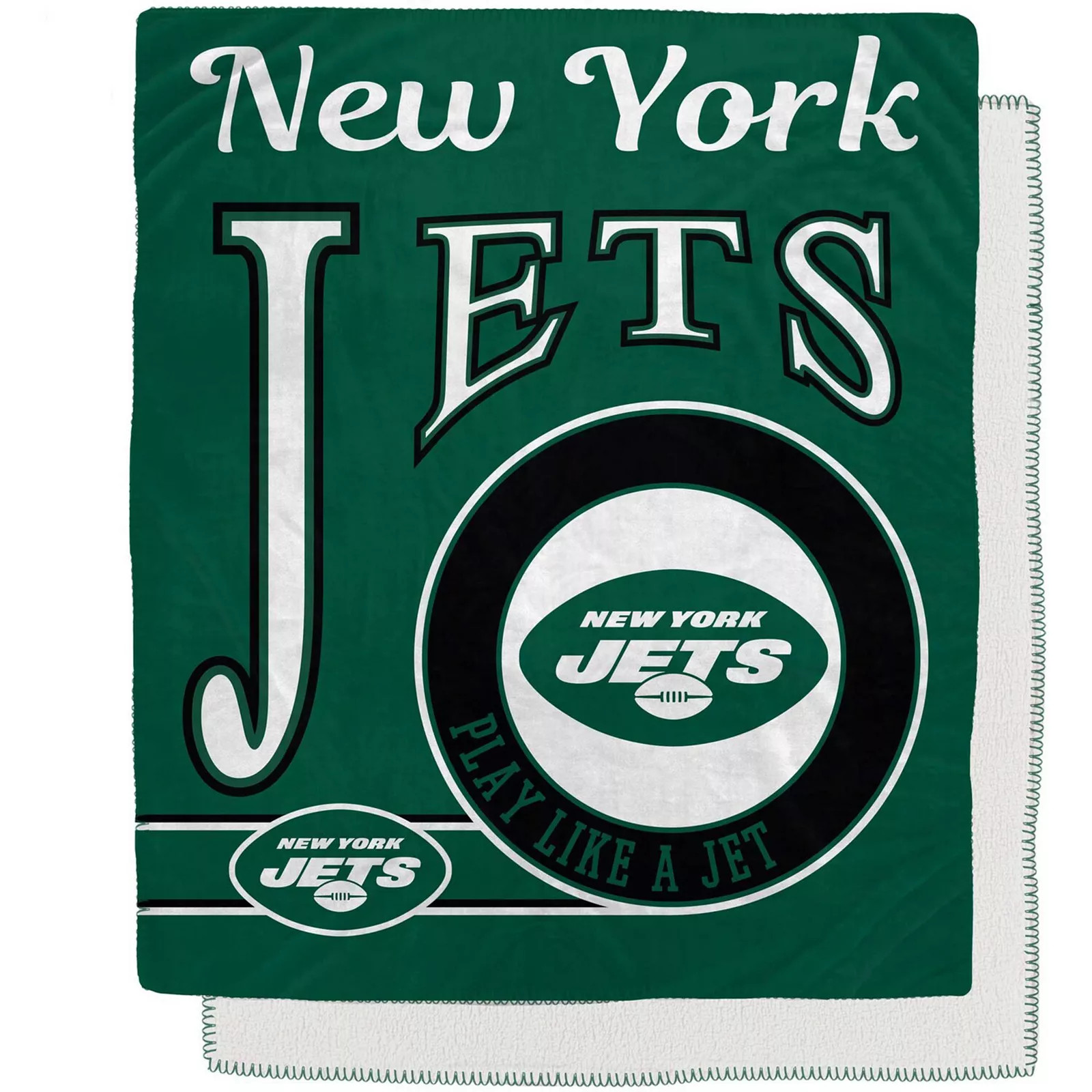 New York Jets 50" x 60" Retro Emblem Flannel Fleece Sherpa Blanket | Kohl's