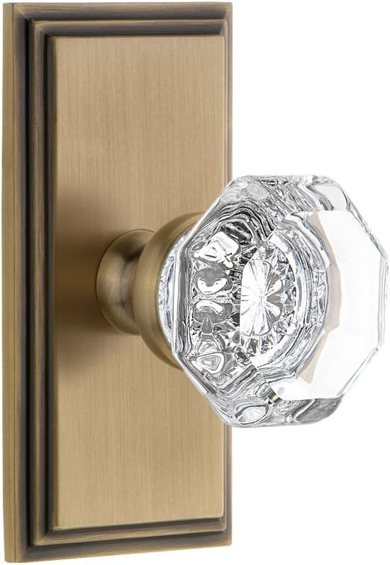 Grandeur 825286 Carre Plate Privacy with Chambord Crystal Knob in Vintage Brass, 2.375 | Amazon (US)
