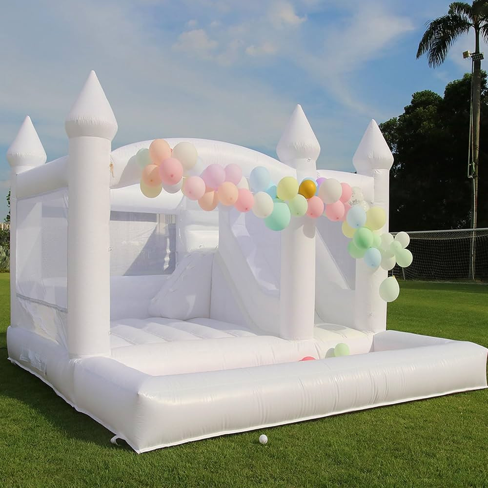 White Bounce House Castle Inflatable with Slide and Ball Pit,Large Jumper Bouncy Castle with 950W... | Amazon (US)