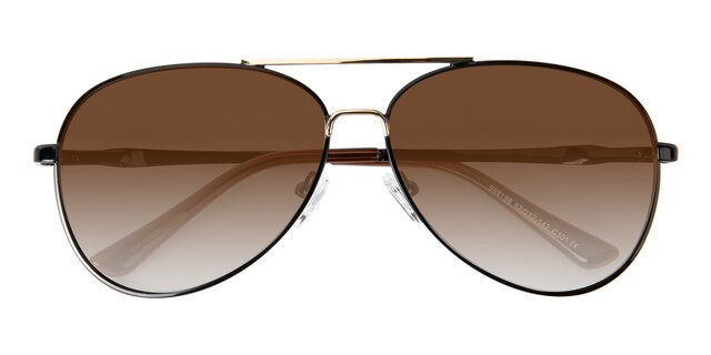 GlassesShop Walnut Aviator Black/Golden Sunglasses | GlassesShop.com