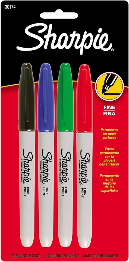 "Sharpie Fine Point Permanent Markers 4/Pkg-Red, Blue, Black, Green" | Amazon (US)