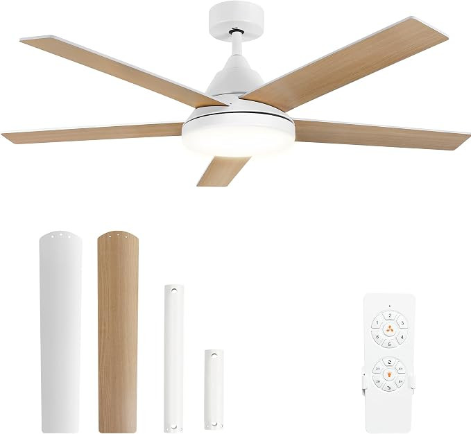 YITAHOME 52" Ceiling Fan with Lights & Remote, 3502 CFM, 3 CCT, 4 Timer Modes, 5 Reversible Dual ... | Amazon (US)