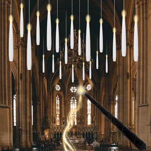 Lasumora 22 PCs Floating Candles with Wand Remote, Halloween Decorations Floating LED Taper Candles, Flickering Flameless Hanging Window Candles, 6.1" Magical Electric White Battery Operated | Amazon (US)