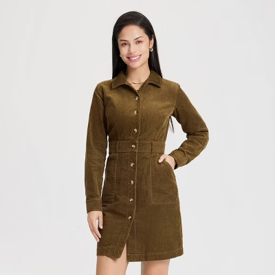 Women's Long Sleeve Corduroy Mini Shirtdress - Universal Thread™ | Target