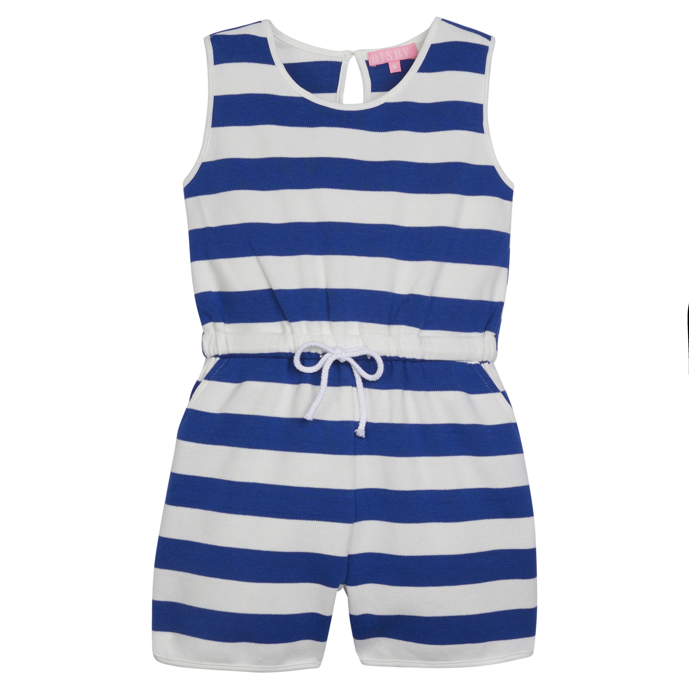 Rugby Romper - Blue & White Stripe | BISBY Kids