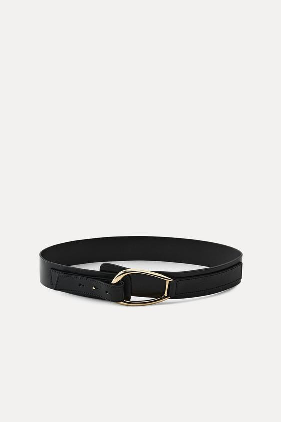 LEATHER SASH BELT WITH OVAL BUCKLE | Zara US