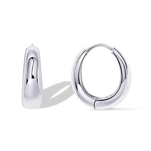 PAVOI 14K Gold Plated 925 Sterling Silver Post Small Chunky Hoops Earrings | Thick Lightweight Go... | Amazon (US)