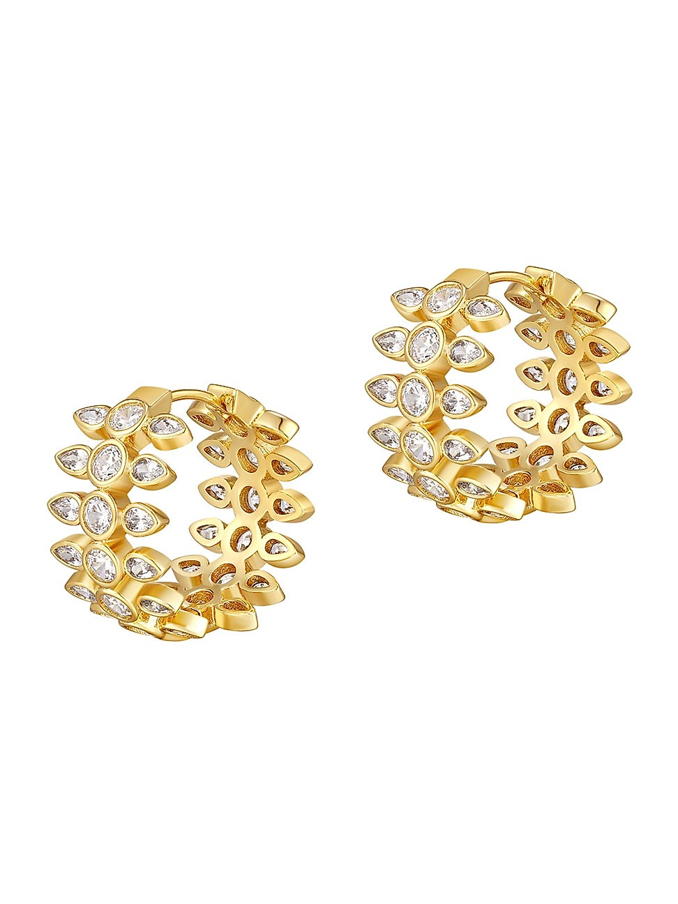Women's Florette 14K Gold-Plated Cubic Zirconia Hoop Earrings - Yellow Gold | Saks Fifth Avenue