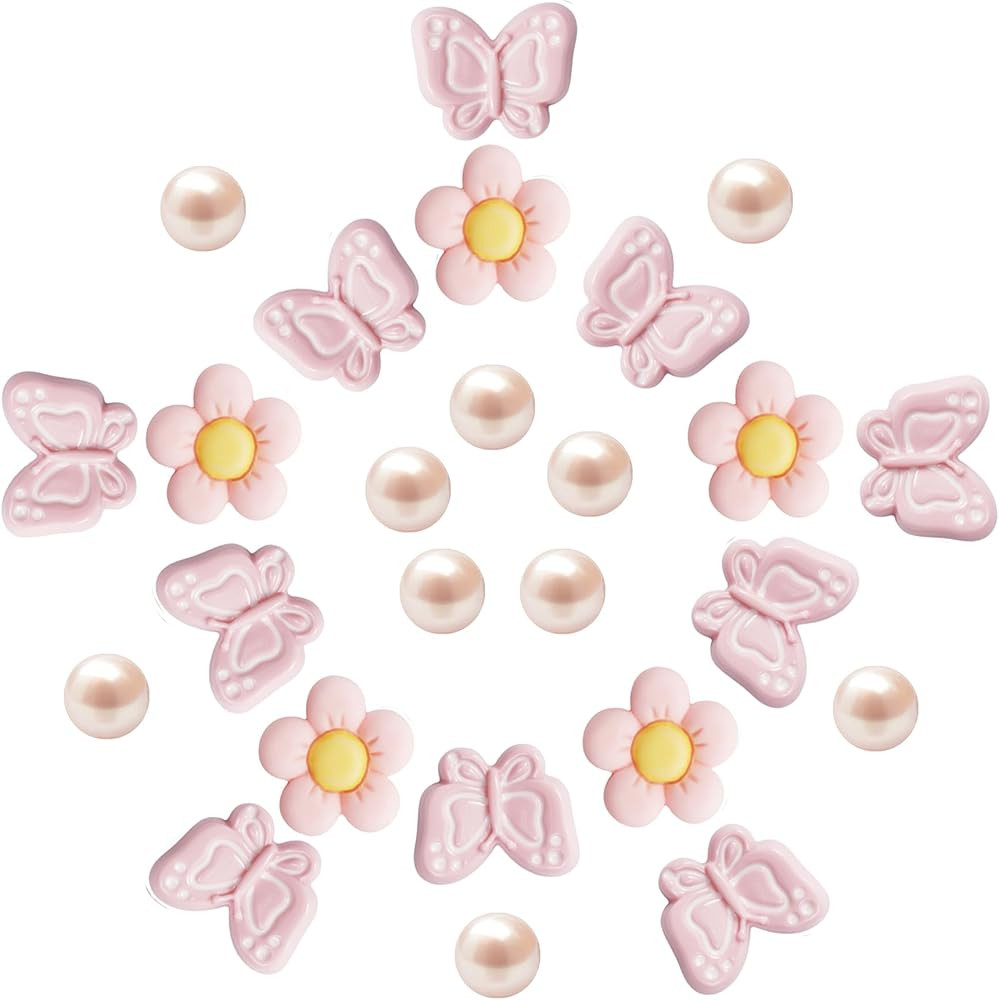 Cute Butterfly Flower Shoe Charms for Girls, 25Pcs Pink Girly DIY Shoe Decoration Charm for Clog ... | Amazon (US)