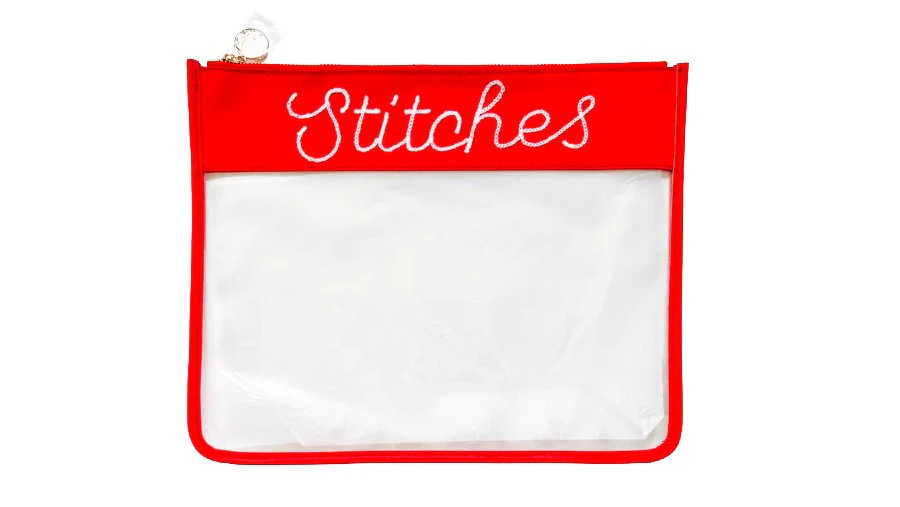 Large Stitches Clear Zip Pouch | Penny Linn Designs