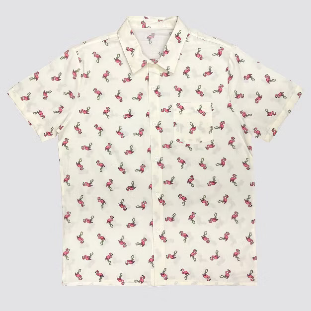 Men's IML Flamingo Short Sleeve Button-Down Shirt - Cream | Target