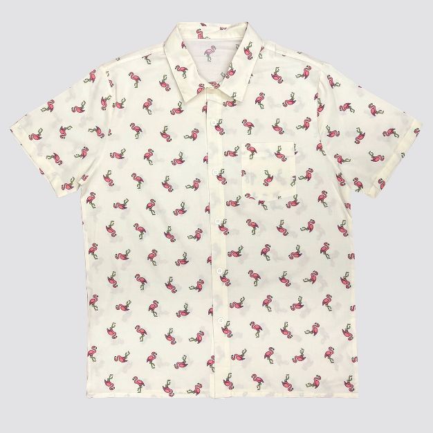 Men's IML Flamingo Short Sleeve Button-Down Shirt - Cream | Target