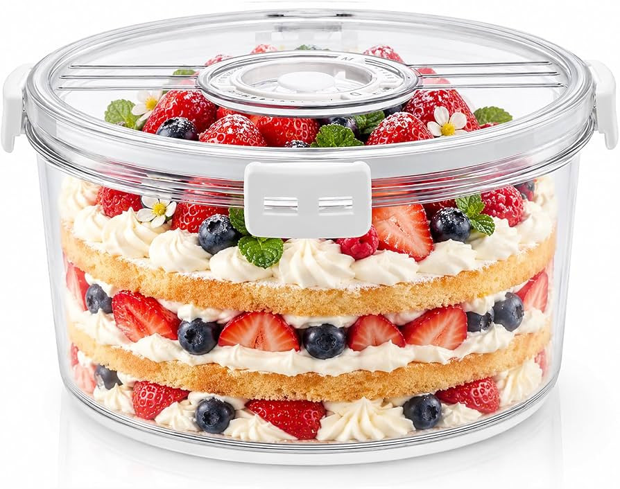 Peohud 8.2 Inch Large Trifle Bowl with Airtight Lid and Date Dial | Amazon (US)