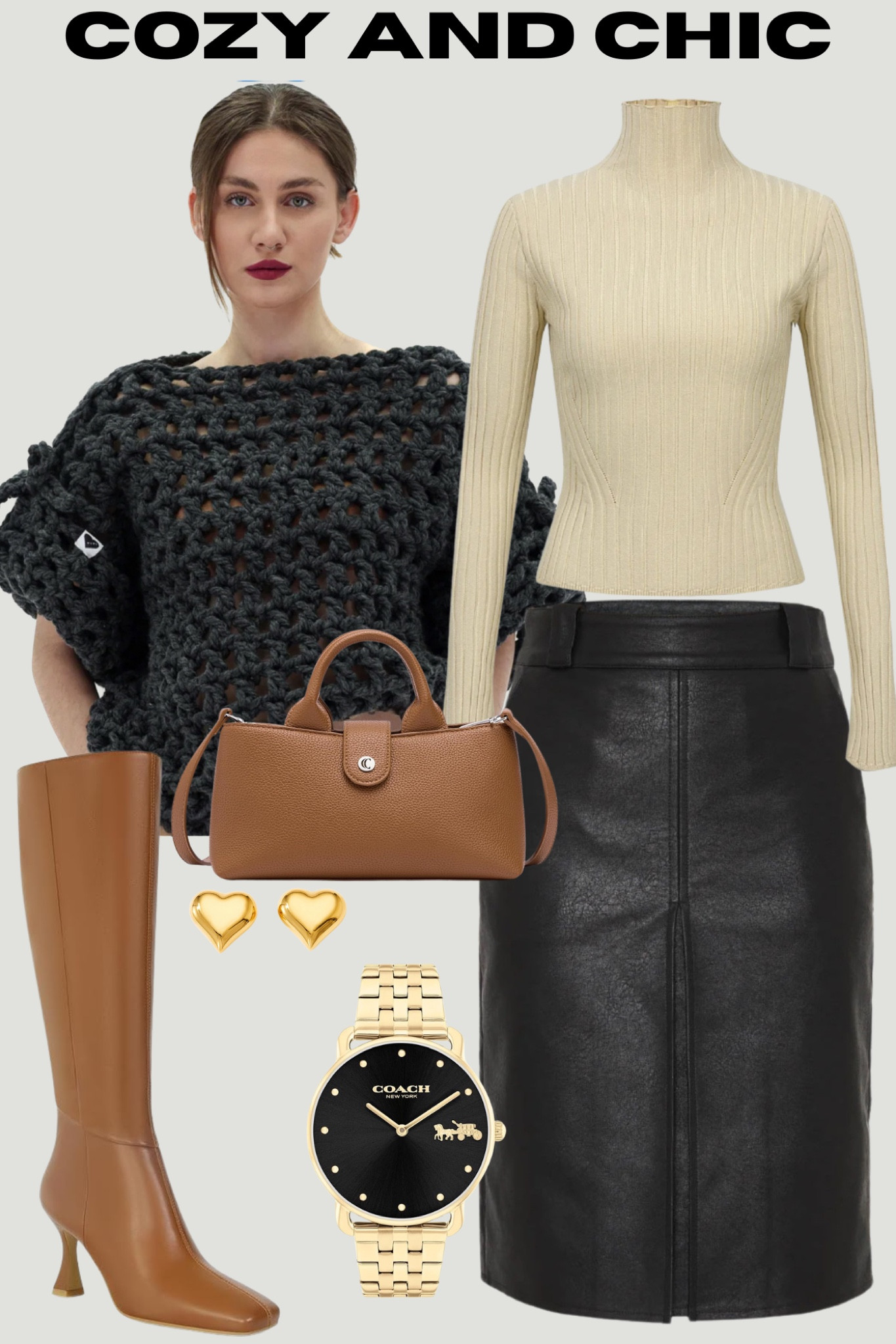 Chunky knits + leather skirt is the elevated casual look we're all obsessed with! 
#WinterStyle #CozyChic #QuietLuxury #KnitSweater

#LTKStyleTip #LTKFindsUnder100 #LTKSeasonal