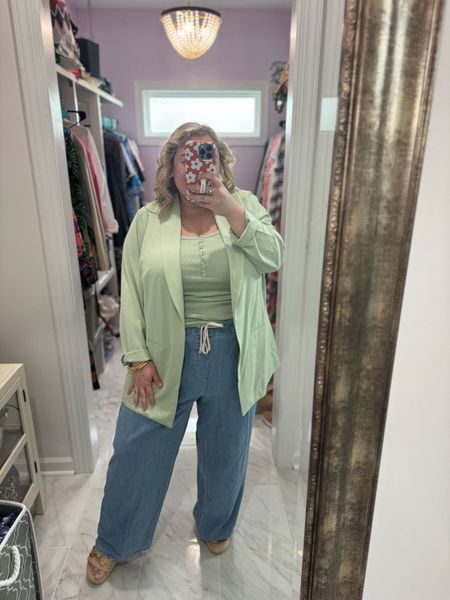 We made it to Friday! Here’s the cute look of the day - I just love the color of this tank and blazer! And the jeans are so comfy - it all fits TTS and it’s all on sale! 

#LTKPlusSize #LTKFindsUnder100 #LTKSaleAlert