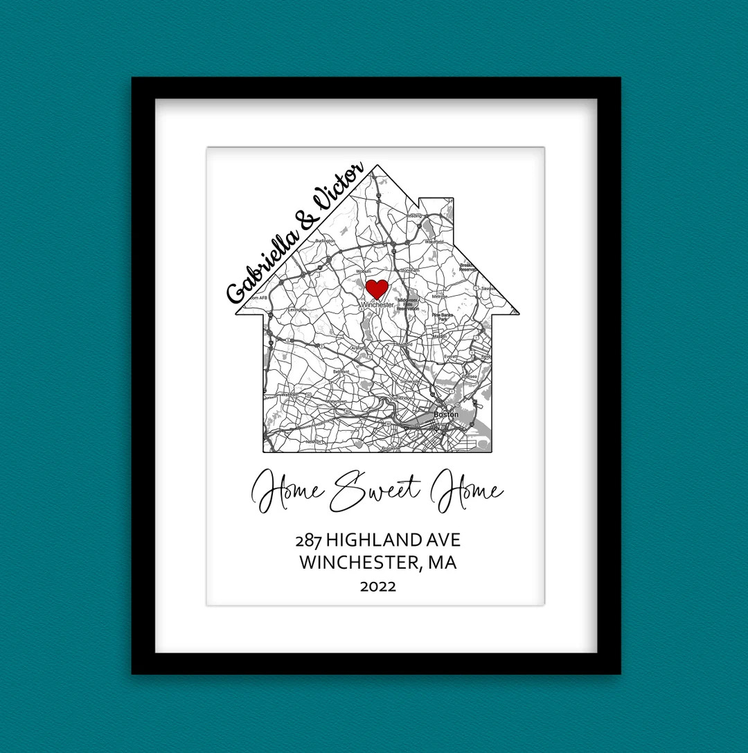 New Home Gift for Couple First House Map Poster Custom City Map Art Print Frame Personalized Anni... | Etsy (US)