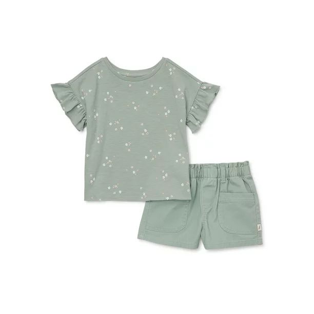 easy-peasy Baby and Toddler Girls Ruffle Tee and Shorts Set, 2-Piece, Sizes 12M-5T | Walmart (US)