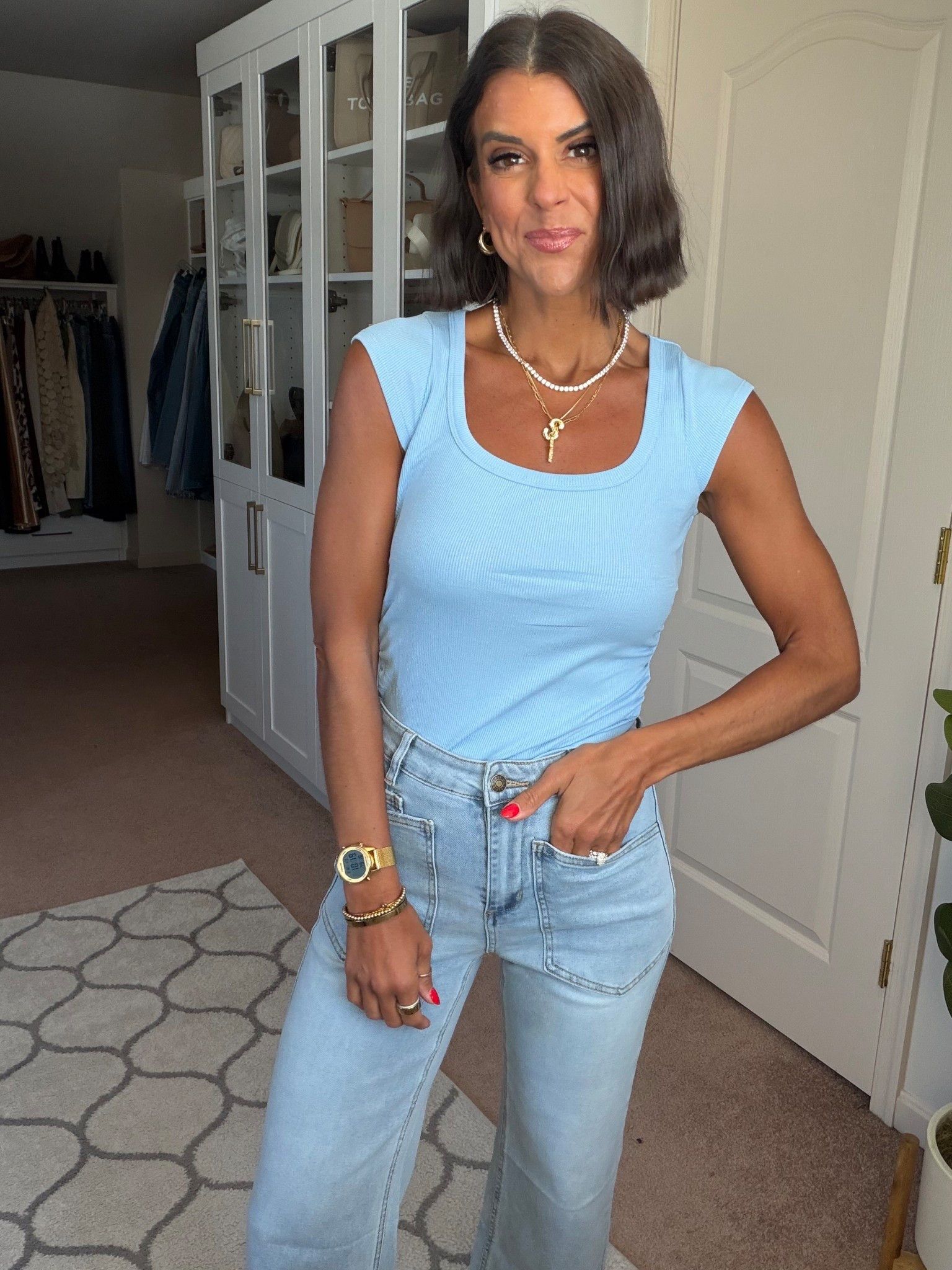 Size small in tee size 2 in jeans 

#LTKSeasonal