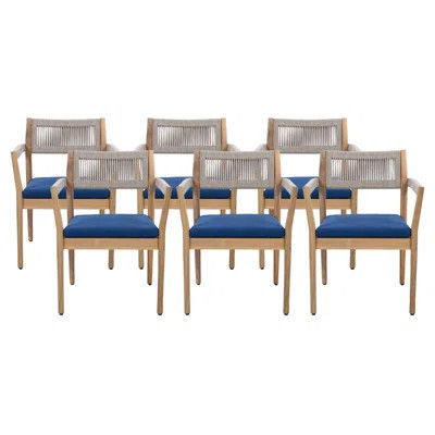 Cieanna Mid-Century Coastal Acacia Wood Outdoor Dining Chair With Rope Back And Cushion | Wayfair North America