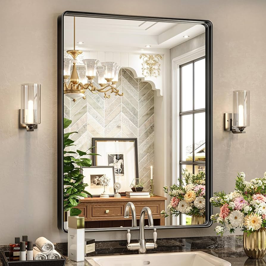 Brightify Black Bathroom Mirror 24x36 Inch,Vanity Mirror for Wall, Wall Mounted Mirror Bedroom Li... | Amazon (US)